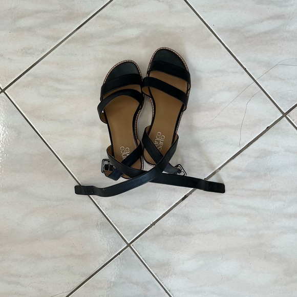 Franco Sarto 7.5 Black Colton Wedge Platform Sandals - Picture 2 of 5